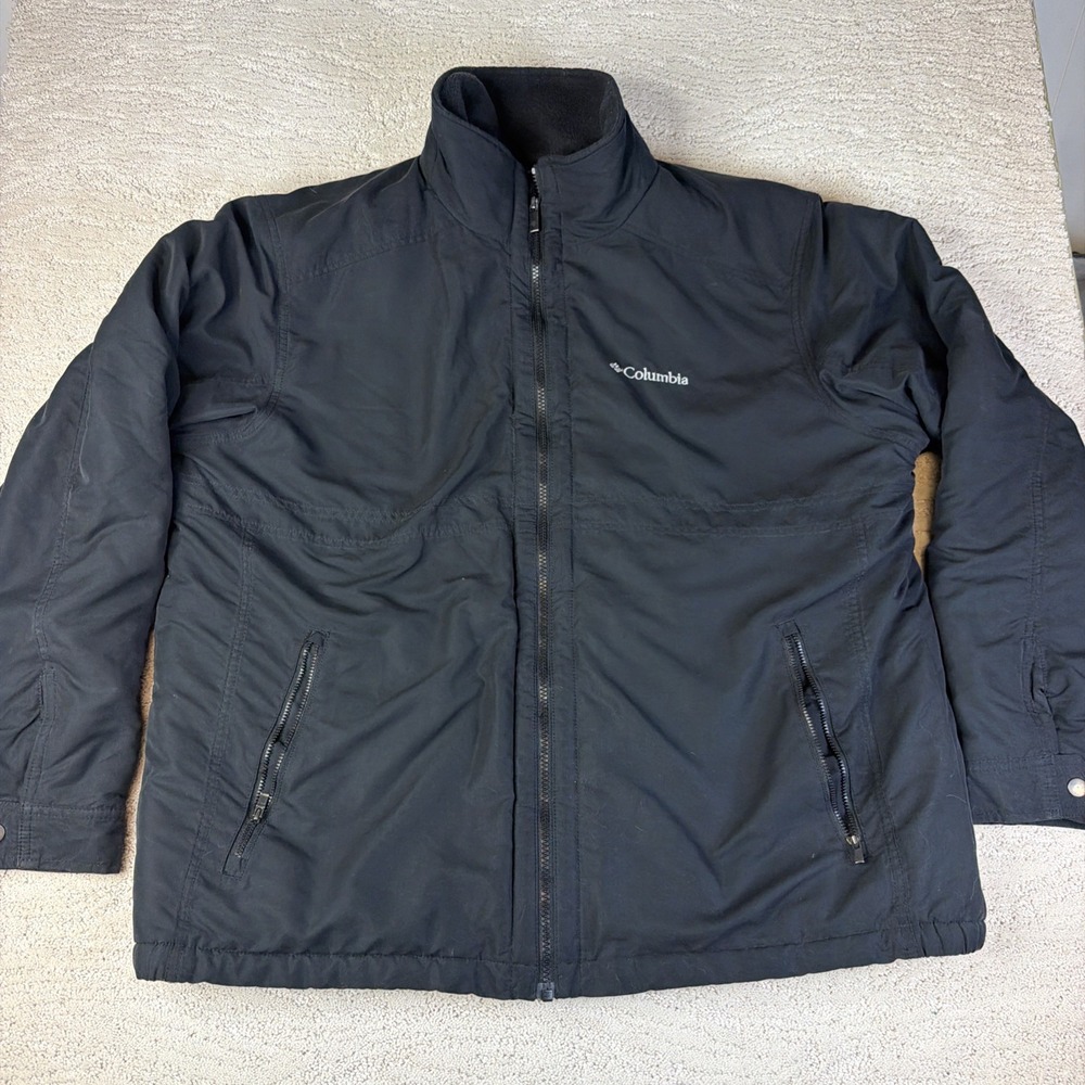 Men's Columbia Size XL Fleece Lined Winter Jacket Coat Black Full Zip